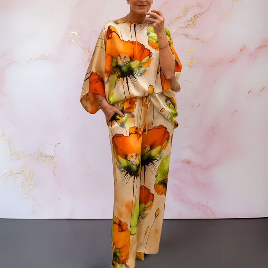 Marieta – Satynowy komplet dwuczęściowy dla pewnych siebie kobiet