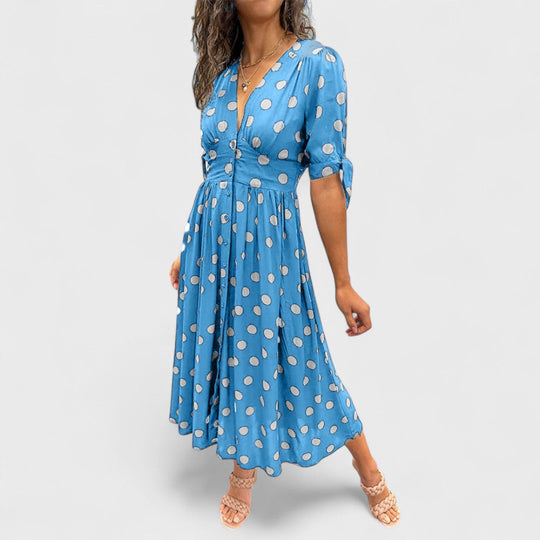 Monique - Elegancka Sukienka w Kropki