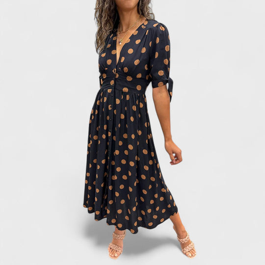 Monique - Elegancka Sukienka w Kropki