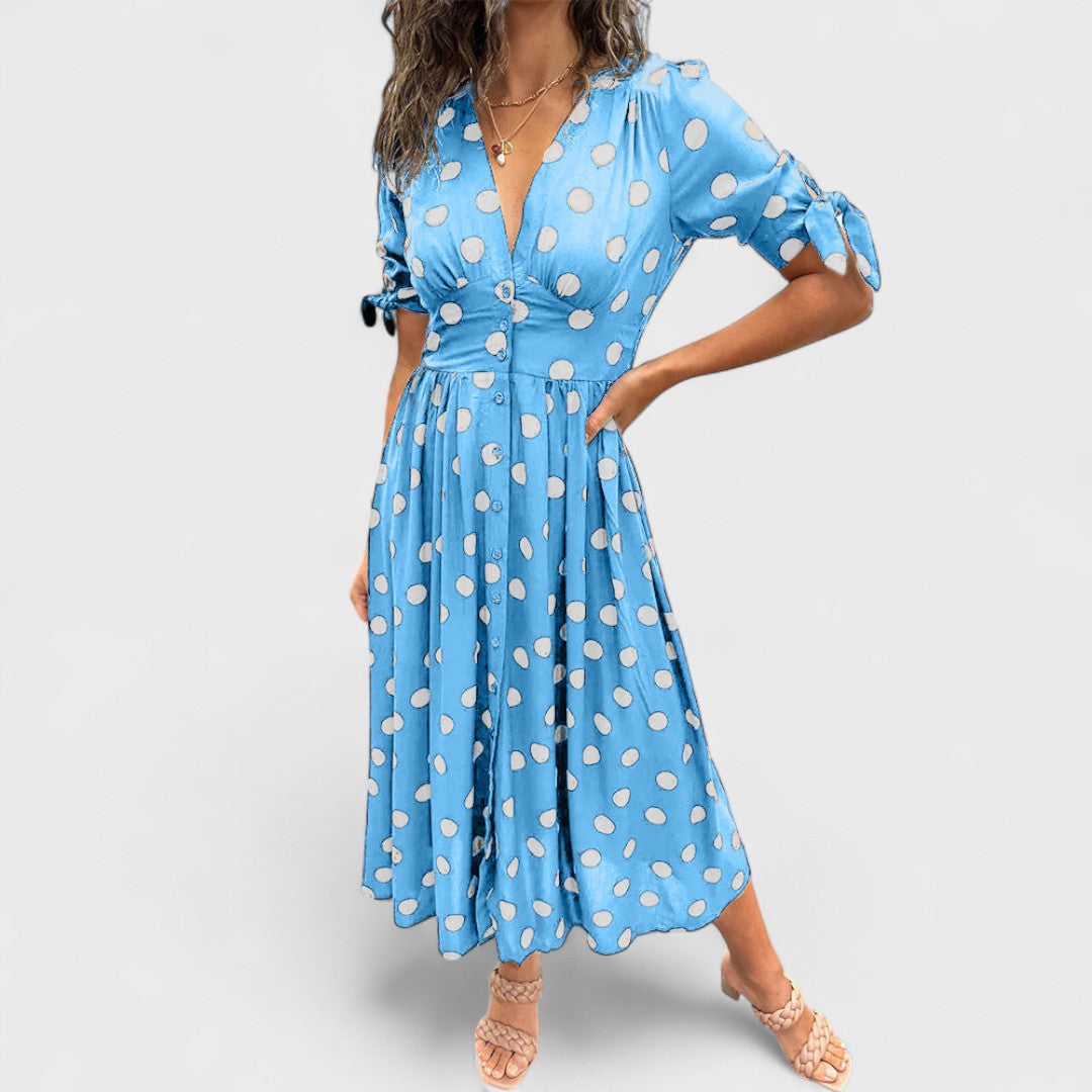 Monique - Elegancka Sukienka w Kropki