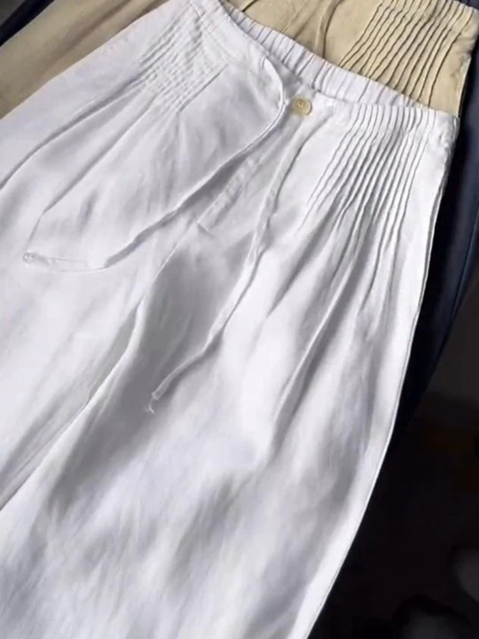 Camille | Spodnie o szerokich nogawkach z mieszanki bawełny i lnu