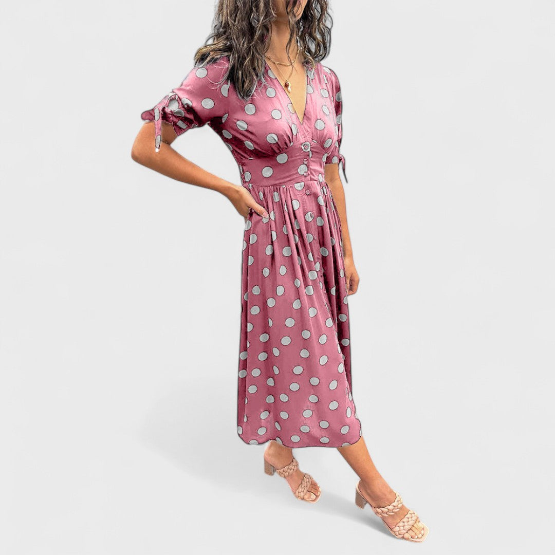 Monique - Elegancka Sukienka w Kropki