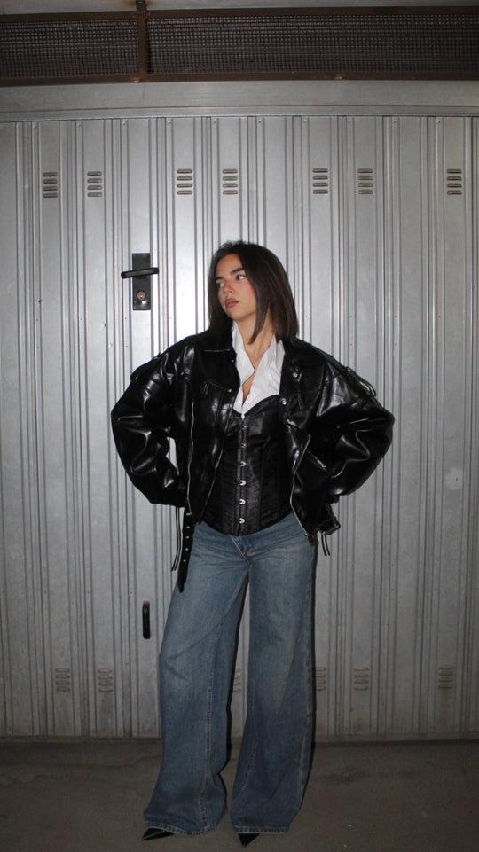 Kurtka skórzana z plecionym wzorem