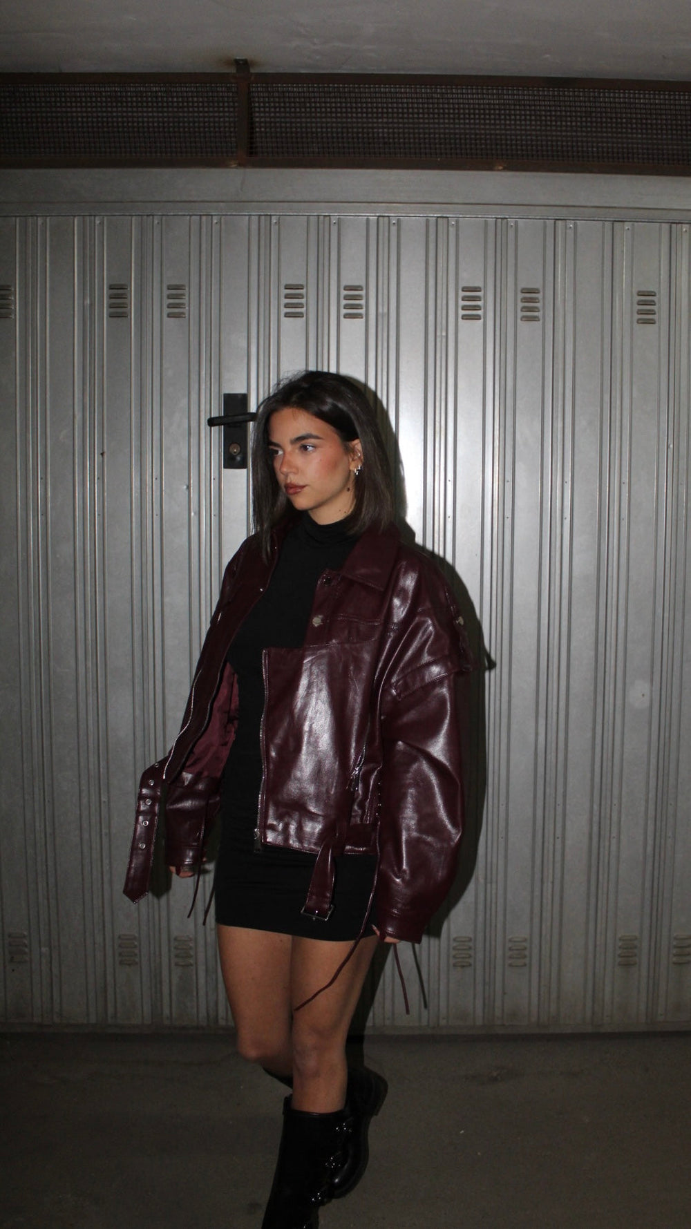 Kurtka skórzana z plecionym wzorem