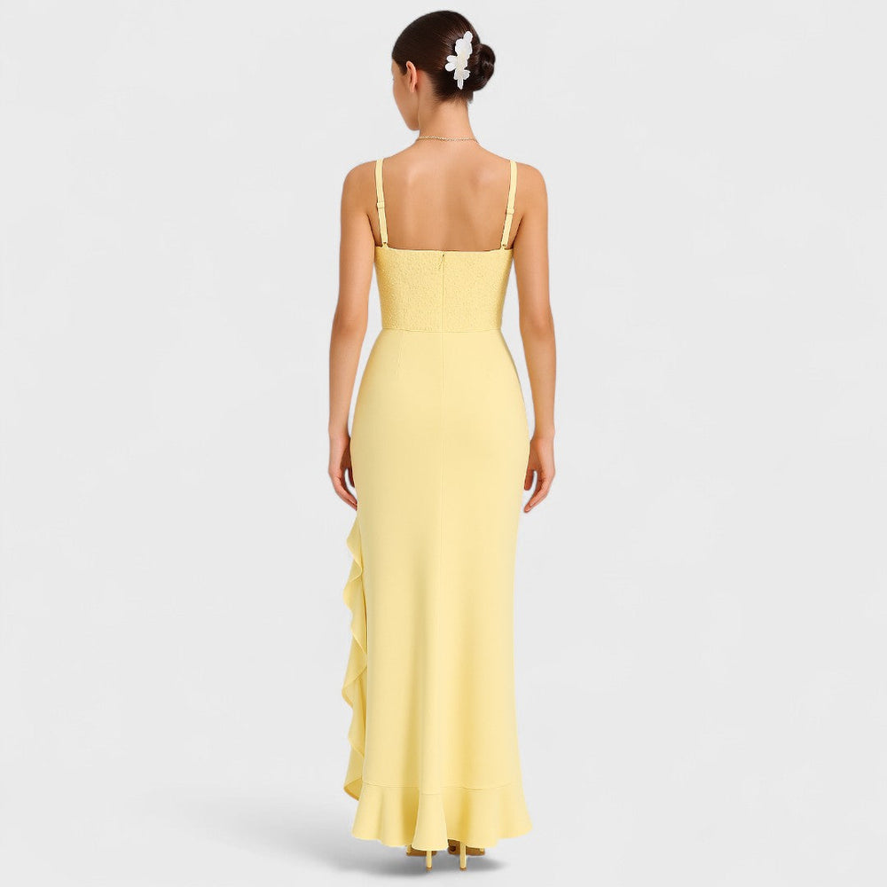 Bella - Sukienki Corset z Satyny z Falbanami