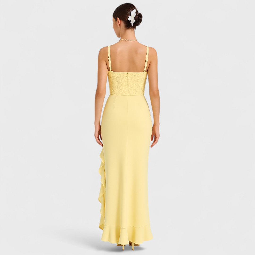 Bella - Sukienki Corset z Satyny z Falbanami