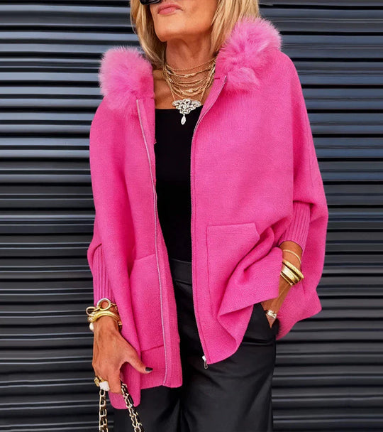 ARABELLE | Codzienny Płaszcz z Kapturem i Futrzanym Kołnierzem Swobodny Styl z Nutą Luksusu