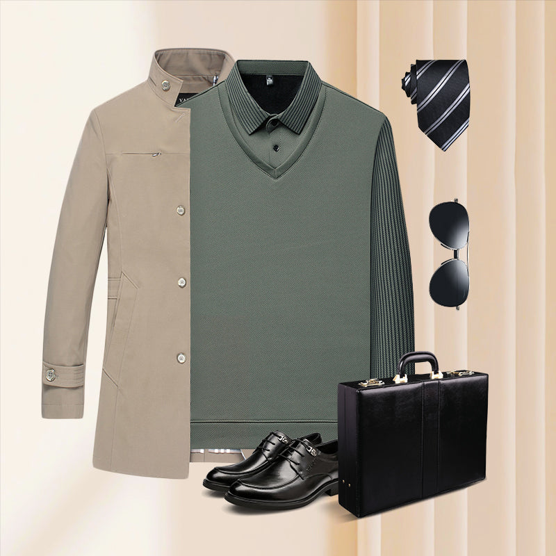 🔥49% ZNIŻKI! 🍂 Dwuczęściowa Koszula z Kołnierzykiem w Paski – Styl Jesienno-Zimowy z Oddychającej i Wygodnej Bawełny 👔📦