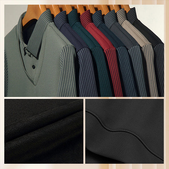 🔥49% ZNIŻKI! 🍂 Dwuczęściowa Koszula z Kołnierzykiem w Paski – Styl Jesienno-Zimowy z Oddychającej i Wygodnej Bawełny 👔📦