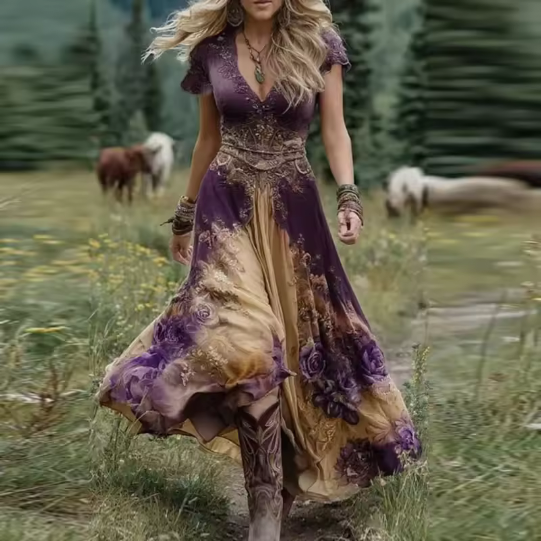 Evelinne | Zwiewna sukienka w kwiatowe wzory szyta na miarę