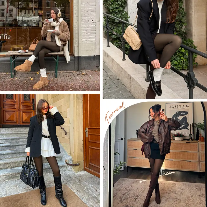 Rajstopy z podszyciem polarowym z pojedynczym szwem z przodu i z tyłu