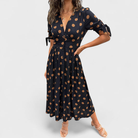 Monique - Elegancka Sukienka w Kropki