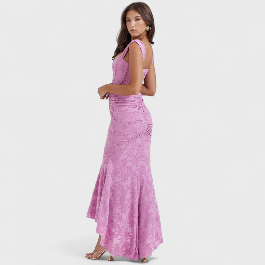 Carisia - Długa niebieska sukienka