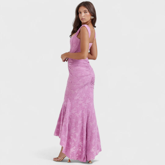 Carisia - Długa niebieska sukienka