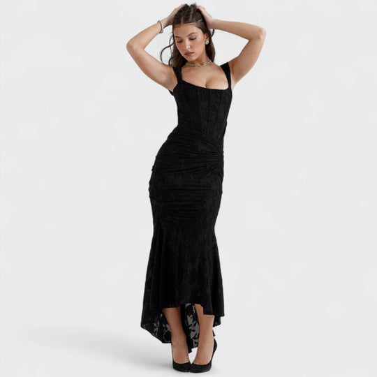 Carisia - Długa niebieska sukienka