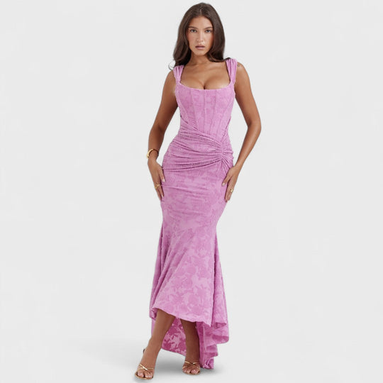 Carisia - Długa niebieska sukienka