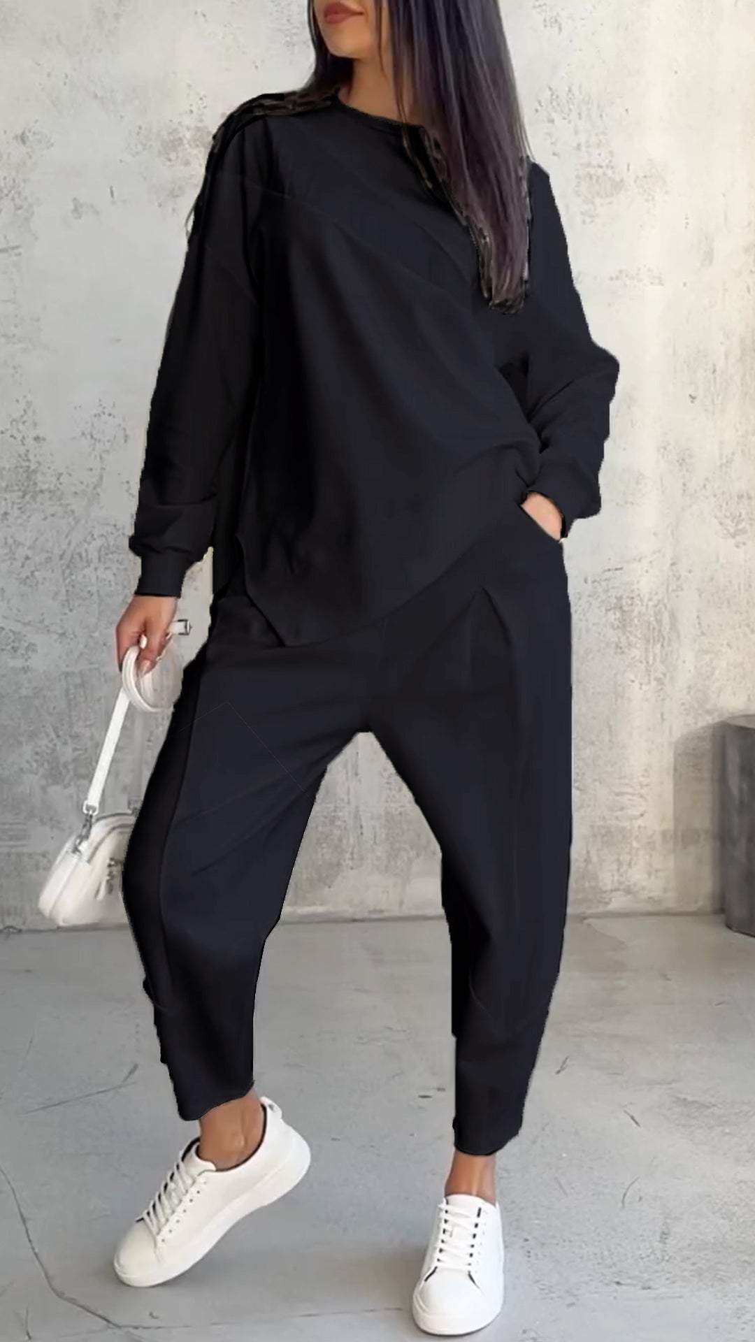 Babette - Dwuczęściowy komplet z okrągłym dekoltem i długim rękawem