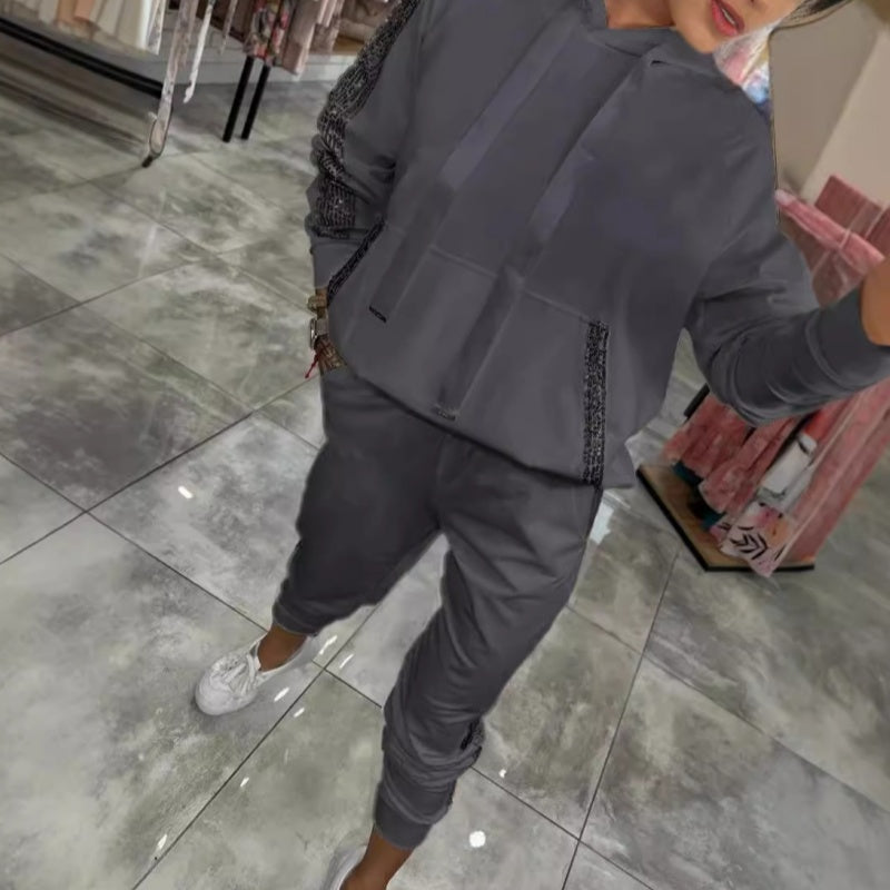 Ograniczona oferta – 50% ZNIŻKI - Dwuczęściowy zestaw dla kobiet: bluza z kapturem i sznurkiem + spodnie