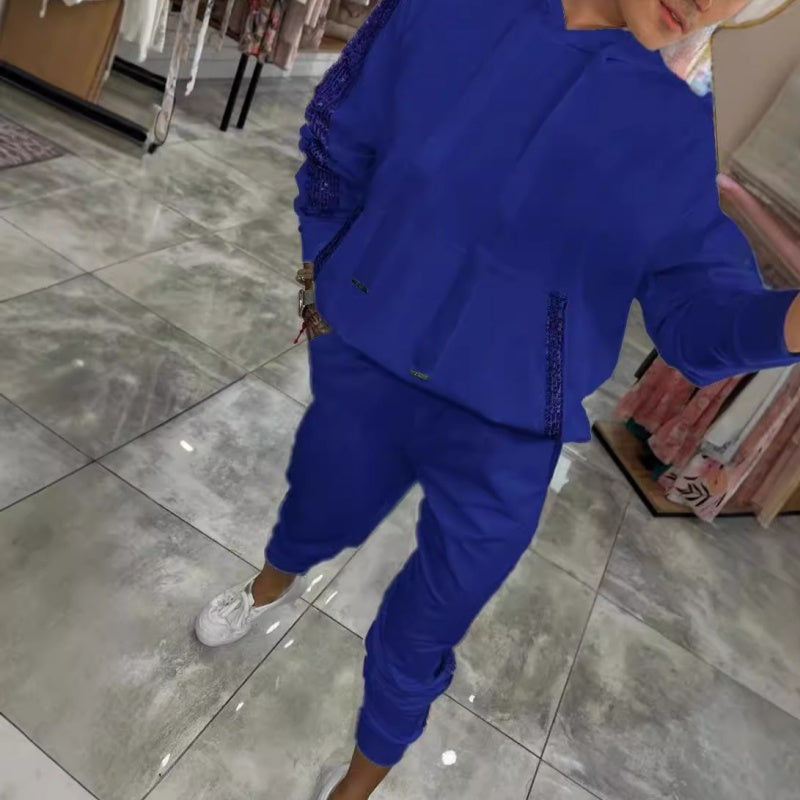 Ograniczona oferta – 50% ZNIŻKI - Dwuczęściowy zestaw dla kobiet: bluza z kapturem i sznurkiem + spodnie